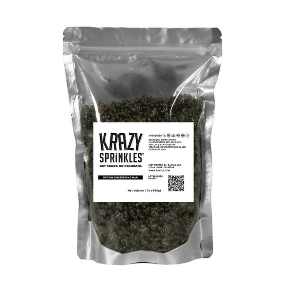 Brown Gingerbread Man Shaped Sprinkle (1 LB) Candy Decor for Baking, Ice Cream & Decorating by Krazy Sprinkles