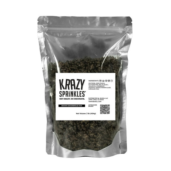 Brown Gingerbread Man Shaped Sprinkle (1 LB) Candy Decor for Baking, Ice Cream & Decorating by Krazy Sprinkles