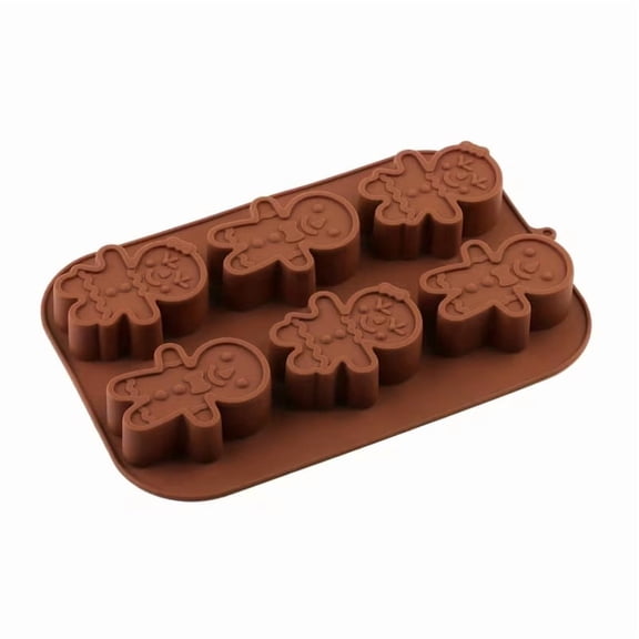 Brown Gingerbread Man Silicone Baking Mold - Non-Stick Holiday Cookie, Candy & Cake Mold for Festive Baking
