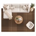 Brown Gingham Check Area Rug 8'x10', Rustic Minimalist Vintage ...