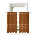 thumbnail image 1 of Brown Gingham Tier Curtains 45 Inch Length,Sheer Curtains for Bedroom Living Room Window Modern Minimalist Geometric Plaid Rod Pocket Drapes Kitchen Curtains Small Half Window 27.5"x45" 2 Panels, 1 of 7