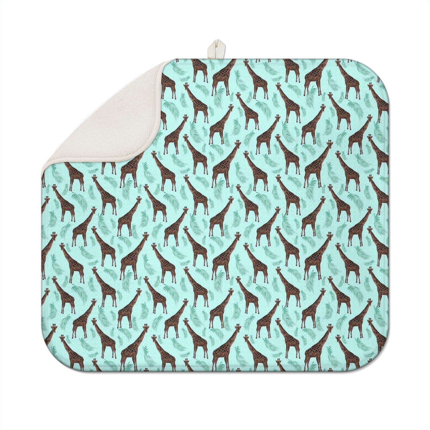 Brown Giraffe Print Foldable Drying Mat - Ultra Absorbent 3-Layer ...