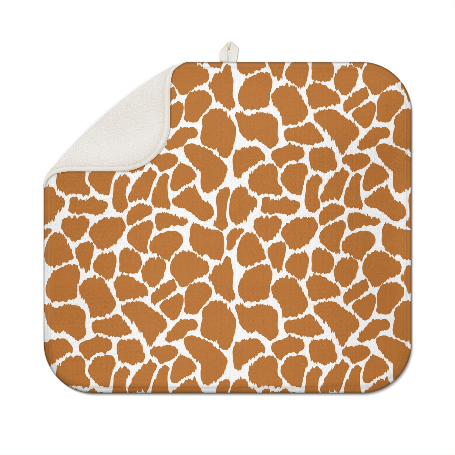 Brown Giraffe Print Foldable Drying Mat - Ultra Absorbent 3-Layer ...
