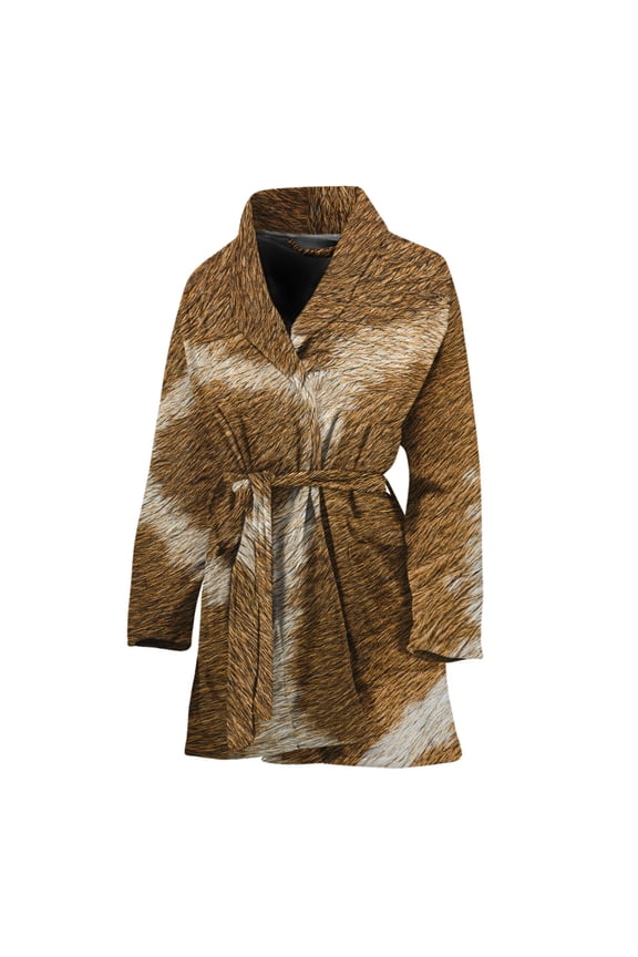 Brown Giraffe Women Bathrobe One Size Univeral Fits Fashion Lightweight Plush Fleece Long Robe For Women