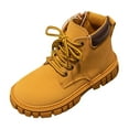 thumbnail image 1 of Brown Girls' British Style Boots With Short Leather Design, Comfortable For Winter Play, 1 of 4