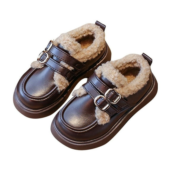 Brown Girls Lace Up Shoes Cloth Upper Rubber Sole For Everyday Activities Comfortable For Long Wear