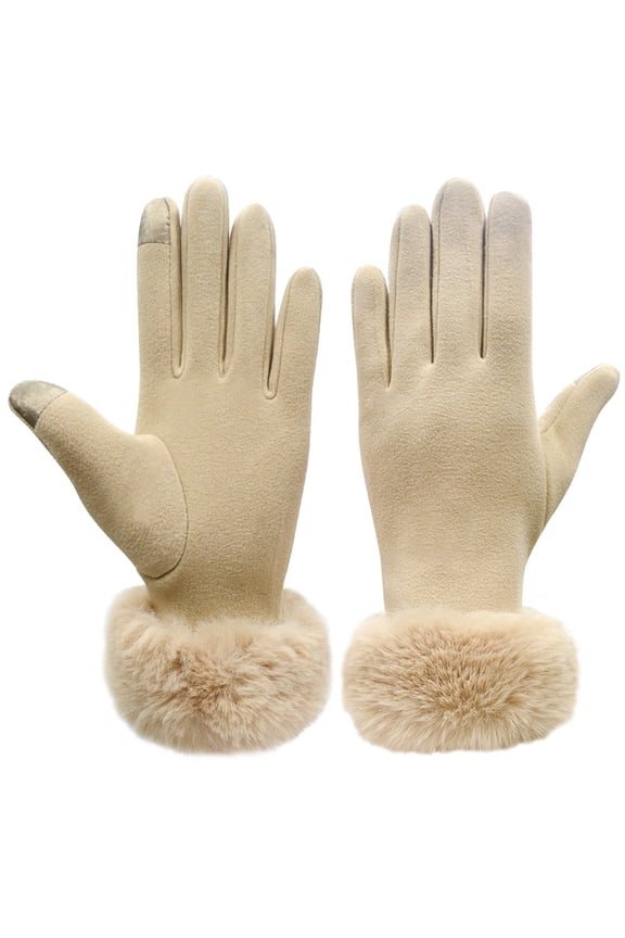 Brown Gloves Mittens Leopard Print Polyester Gloves with Cuffs