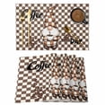 thumbnail image 1 of Brown Gnome Placemats Set of 6 Coffee Beans Vintage Plaid Abstract Place Mats Indoor Wipeable Table Mats Washable Cloth Dining Table Placemats for Kitchen Holiday Party Home Decor 13x19 Inch, 1 of 9