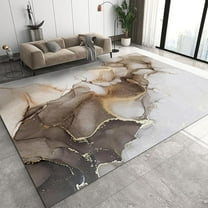 Brown Gold Ink Marble Area Rug, Luxurious Gilt Texture Indoor Rugs, With Anti-Slip Backing Washable Large Carpet For Living Room Bedroom Kitchen Entryway Floor Mat 5x6ft