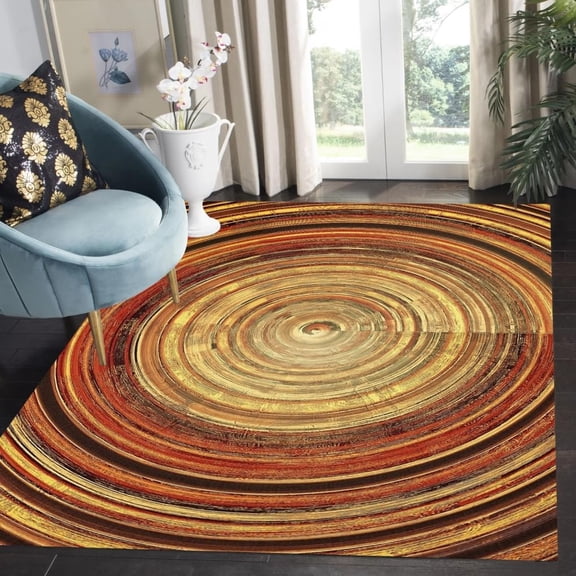 Brown Gold Modern Abstract Shot Of Spiral Pattern Area Rug For Livingroom Bedroom Diningroom Washable Art Decor Carpet Office Farmhouse Indoor Rug Mat 1x2ft