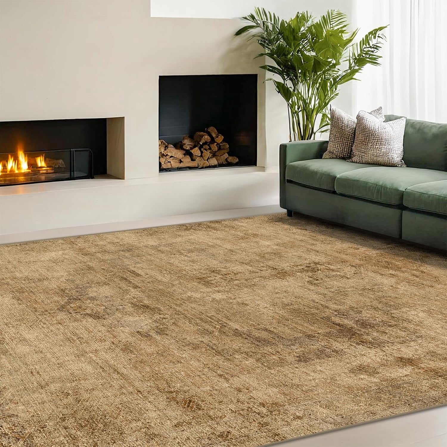 Brown and Gold Rugs for Living Room 5x7 Rug - Abstract Grey Office Rug ...