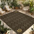 thumbnail image 1 of Brown Golden Floral Outdoor Rug for Patio/Deck/Porch, Non-Slip Large Area Rug 5 x 8 Ft, Modern Abstract Art Spring Flowers Indoor Outdoor Rugs Washable Area Rugs, Reversible Camping Rug Carpet Runner, 1 of 8