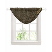 Brown Golden Floral Sheer Waterfall Valance Curtains for Window, Modern Abstract Art Spring Flowers Rod Pocket Sheer Topper Swag Curtains for Living Room, Kitchen 38.5"W x 47.2"L, 1 Panel