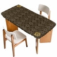 thumbnail image 1 of Brown Golden Floral Table Cloths for 4 Foot Rectangle Tables, Modern Abstract Art Spring Flowers Patio Waterproof Elastic Fitted Tablecloths, Washable Rectangular Table Cover for Camping, 1 of 8
