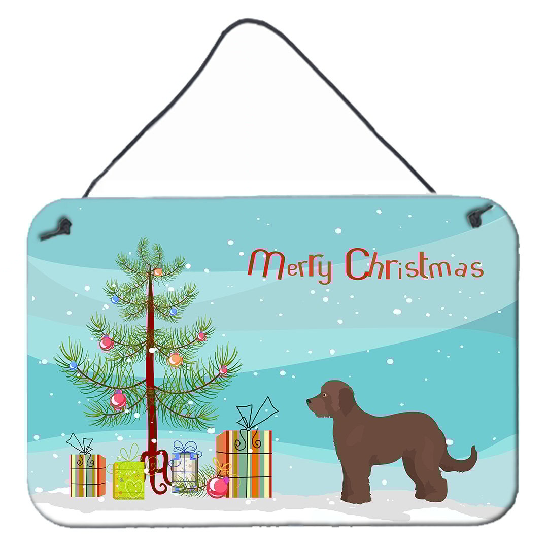 Brown Goldendoodle Christmas Tree Wall or Door Hanging Prints