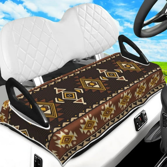 Brown Golf Cart Seat Covers Towel Black Rhombus 100% Microfiber 51"x31" Golf Cart Seat Blanket Cushions Golf Accessories Universal Fit for Club Car EZGO Yamaha Precedent 2-Seat Golf Carts
