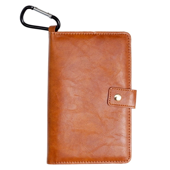 Brown Golf Scorecard Holder Yardage Book with Divot Tool Holder, Ball Marker Holder, Pencil Holder, Hampton Distribution