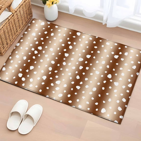 Brown Gradient Entryway Rug 2'x3' Non Slip Front Door Mats, White Polka Dots Country Abstract Entrance Rugs Indoor Outdoor Carpet, Washable Floor Mats Small Area Rug for Bedroom Kitchen