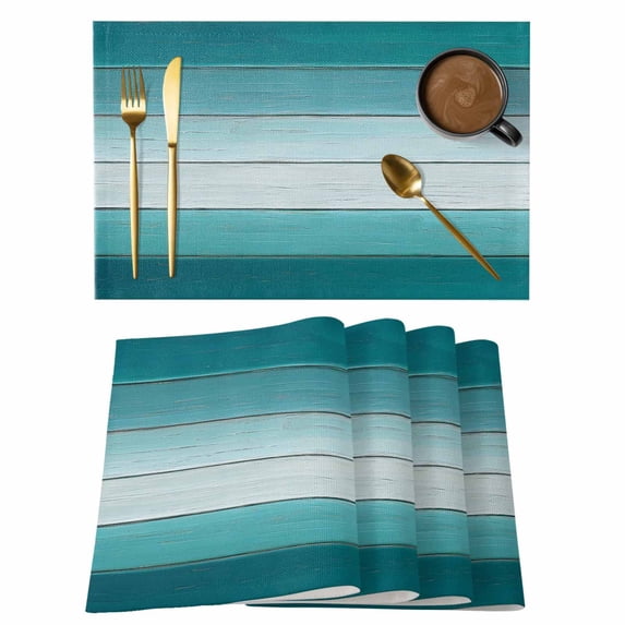 Brown Gradient Placemats Set of 12, Wood Grain Vintage Farmhouse Non-Slip Place Mats Washable Table Mats for Kitchen Dining Table Decorations Indoor/Outdoor