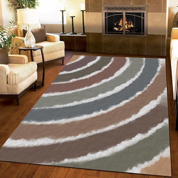 Brown Gradient Rainbow Area Rug, Retro Style Indoor Carpet, Living Room Rugs Noise Reduction Soft Comfortable Durable Breathable For Bedroom Tea Table Sofa Dining Room 5 x 7ft