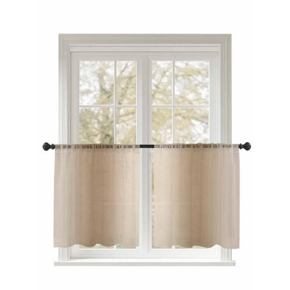 Brown Gradient Sheer Curtains 54 Inch Long 2 Panels, Abstract Modern Ombre Color Light Filtering Rod Pocket Semi Sheer Curtains, Sheer Voile Drapes for Living Room Bedroom, 52"x54"
