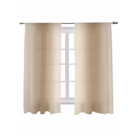 Brown Gradient Sheer Curtains 72 Inch Long 2 Panels, Abstract Modern Ombre Color Light Filtering Rod Pocket Semi Sheer Curtains, Sheer Voile Drapes for Living Room Bedroom, 52"x72"