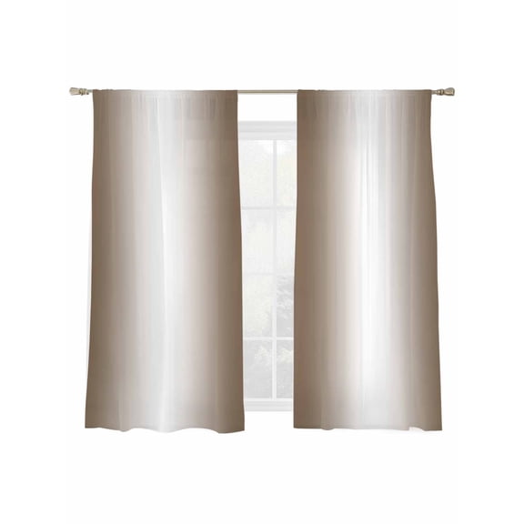 Brown Gradient Sheer Curtains for Living Room Bedroom, Light-filtering Sheer Curtain, Countryside Farmhouse Rod Pocket Voile Window Treatment Drapes, 52’’Wx72’’L, 2 Panels Set