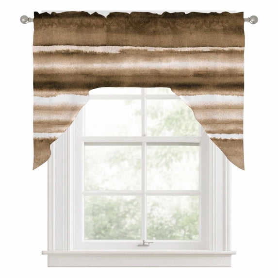 Brown Gradients Swag Valance for Windows, Abstract Wave Stripe White ...