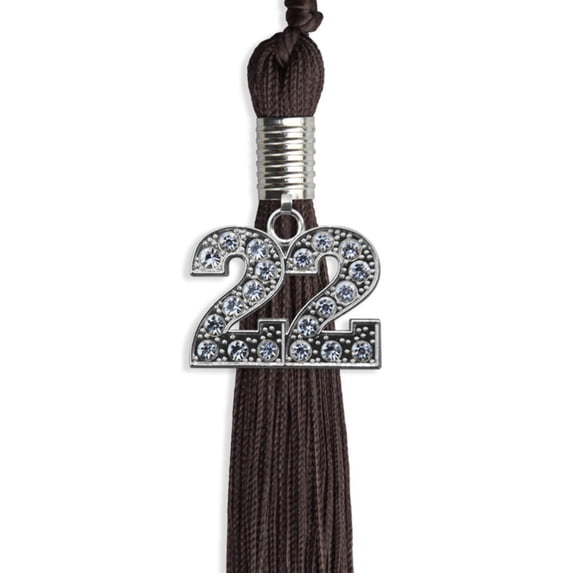 Brown Graduation Tassel with Silver Date Drop