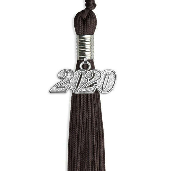 Brown Graduation Tassel with Silver Date Drop