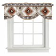 thumbnail image 1 of Brown Gray Boho Tie Up Valance Curtains for Windows, Kitchen Curtains Window Treatments, Southwestern Ethnic Abstract Geometric Short Window Shades Valances for Bedroom Bathroom Cafe 42"x18", 1 of 8