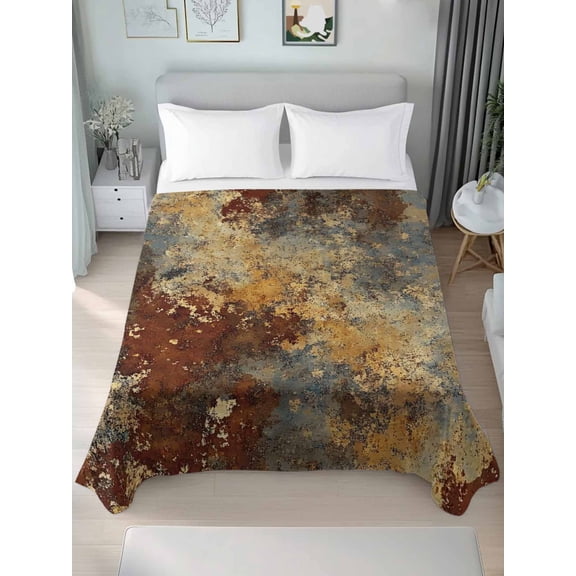 Brown Gray California King Size Flat Sheet, Wrinkleproof & Fadeproof Cooling Flat Bed Sheet Only, Rustic Abstract Gradient Mottled Texture Breathable Soft Bedding Top Sheets 108 x 98 Inches