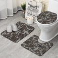 thumbnail image 1 of Brown Gray Camo Abstract Shapes Pattern Bathroom Rugs Sets 3 Piece,Toilet Cover Set,Absorbent Non Slip Bathroom Mats Sets with U-Shaped Contour Rug Toilet Rug Set, 1 of 5