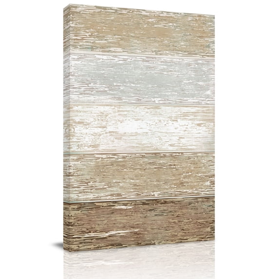 Brown Gray Canvas Wall Art for Living Room, White Gradient Rustic ...