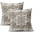 thumbnail image 1 of Brown Gray Ethnic Boho Throw Pillow Covers 16X16 Inch Set of 2 Bohemian Carpet Pattern Vintage Pillow Cases Grey Floral Pillow Cover Farmhouse Home Decor for Sofa Couch Porch Outdoor, 1 of 6