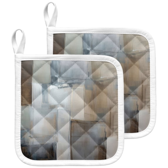 Brown Gray Gradient Color Block Kitchen Potholder Heat-proof Pot ...