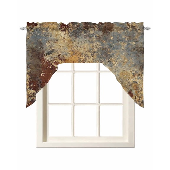 Brown Gray Kitchen Swag Valances for Windows, Rustic Abstract Gradient Mottled Texture Swag Valances Curtains for Living Room, Rod Pocket Window Treatments for Bathroom, Bedroom, Cafe, 56"x36"