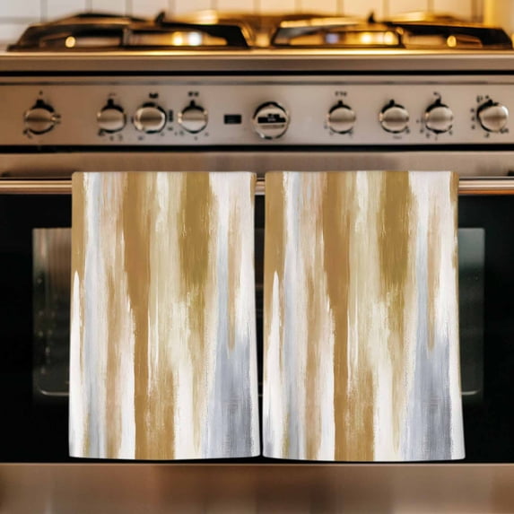 Brown Gray Kitchen Towels Set of 3, Vintage Abstract White Ombre Texture Absorbent Dish Towels for Kitchen, Microfiber Hand Towel, Quick Drying Tea Towel for Cleaning Decorative Dishcloths