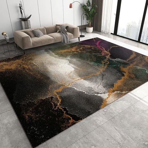 Brown Gray Marble Texture Area Rug For Living Room, Modern Minimalism Printed Indoor Carpet, Comfortable Soft With Non-Slip Rug For Living Room Bedroom Office Dining Room 5x7ft