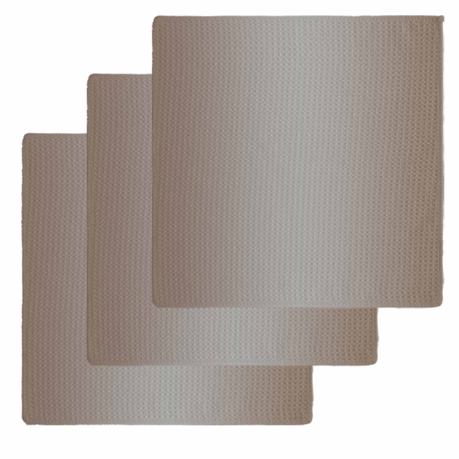 Brown Gray Ombre Kitchen Dish Towels for Drying Dishes Set of 3, Modern Gradient Abstract Art Waffle Weave Microfiber Hand Tea Bathroom Towels Quick Dry & Absorbent Towel 12x12
