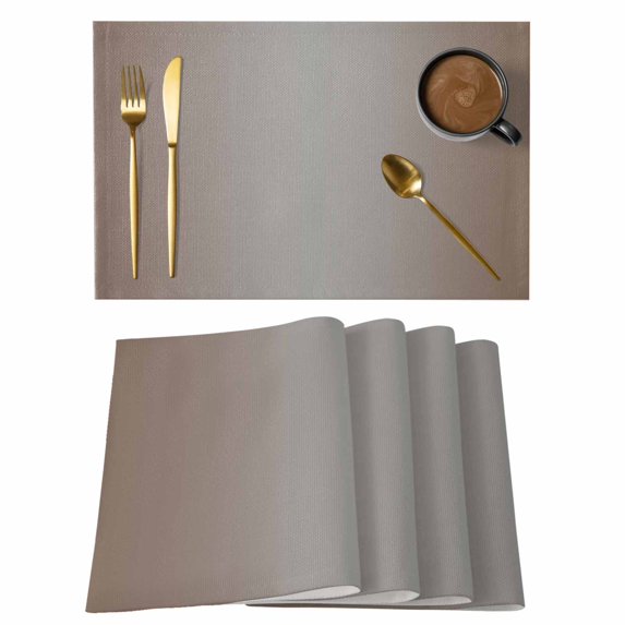 Brown Gray Ombre Placemats Set of 4, Cotton Linen Fabric Place Mats, Modern Gradient Abstract Art Washable Decorative Table Mats Protector for Home Kitchen Dining Wedding Party Coffee Tables