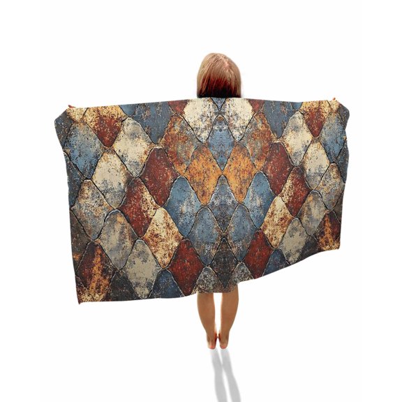 Brown Gray Plaid Beach Towels Oversized Super Absorbent, Country Abstract Gradient Chic Check Lightweight Bath Towel Quick Dry Sets For Bathroom/Pool/Rv Camping/Beach Play/Gym Room/Picnic 23"x47"