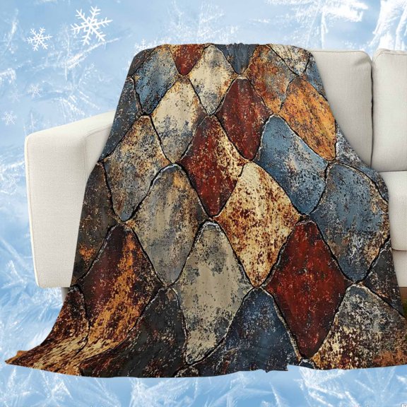 Brown Gray Plaid Cooling Blanket,Lightweight Breathable Summer Throw Blanket with Double Sided Cold Effect,Country Abstract Gradient Chic Check Picnic Blankets Bed Sheet for Hot Sleepers 30"x40"