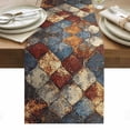 thumbnail image 1 of Brown Gray Plaid Table Runner - 48 Inch Long, Kitchen Dining Table Runner Dresser Scarves, Country Abstract Gradient Chic Check Farmhouse Decor for Coffee Tables Wedding Party Banquet, 1 of 8