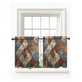 thumbnail image 1 of Brown Gray Plaid Tier Curtains 36 Inch Length,Sheer Curtains for Bedroom Living Room Window Country Abstract Gradient Chic Check Small Half Window Kitchen Curtains & Drapes 27.5"x36" 2 Panels, 1 of 6