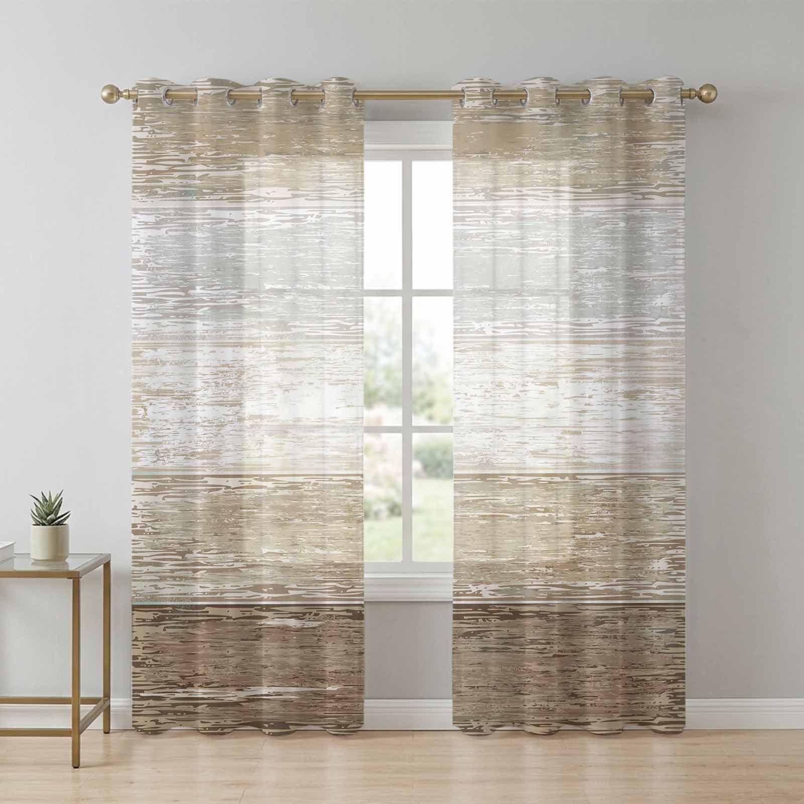 Curtains 90 Inches Long Brown Gray Sheer Curtains 90 Inch Long 2 Panels, White Gradient Rustic