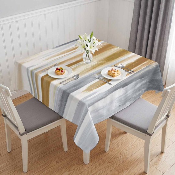 Brown Gray Table Cloth Waterproof Tablecloths, Vintage Abstract White Ombre Texture Tablecloth Dining Table Cover for Kitchen Party Tabletop Outdoor, Square Tablecloth 54x54 Inch