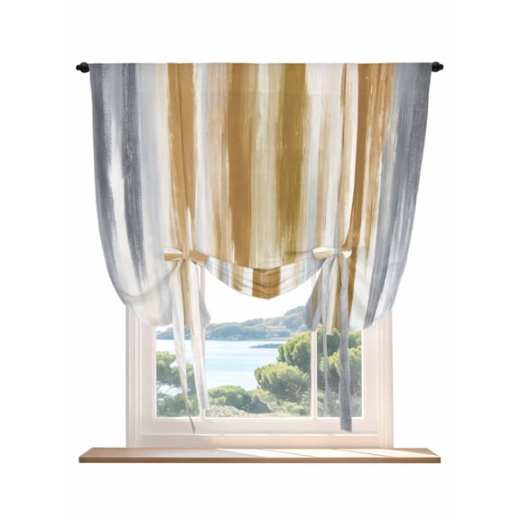 Brown Gray Tie Up Curtains for Windows 63 Inch Length Balloon Curtains Kitchen Adjustable Balloon Window Shade Vintage Abstract White Ombre Texture Tie Up Valance Bathroom Curtain Window 46"x63"