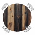 thumbnail image 1 of Brown Gray Wood Grain Elastic Fitted Round Table Cover Modern Art Waterproof Outdoor Tablecloth for Holiday Party, Picnic, Patio & Dining Fits Tables Up to 45"-54", 1 of 8