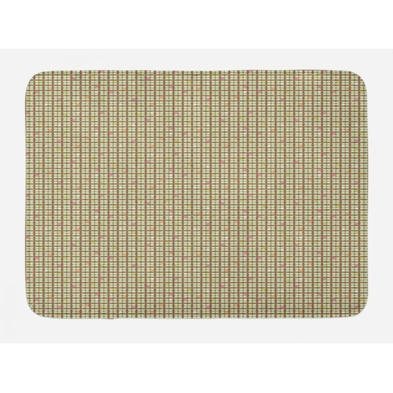 Brown and Green Bath Mat, Floral Inspired Geometric Design in Various Color Details, Plush Bathroom Decor Mat with Non Slip Backing, 29.5" X 17.5", Umber Pale Green, by Ambesonne